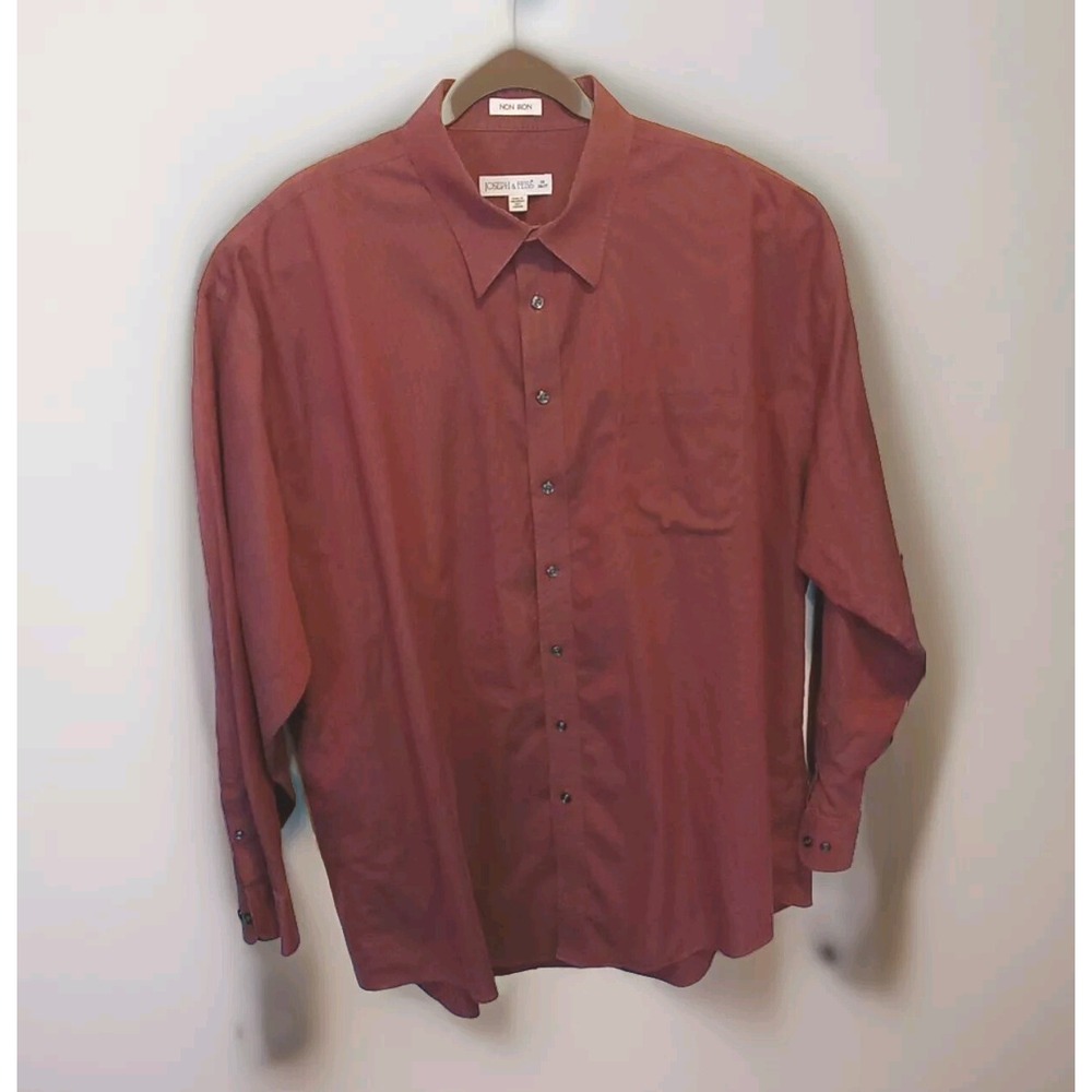 Joseph & Fiess Shirt Mens 19‎ 36/37 Red Check  Long Sleeve  Button Front